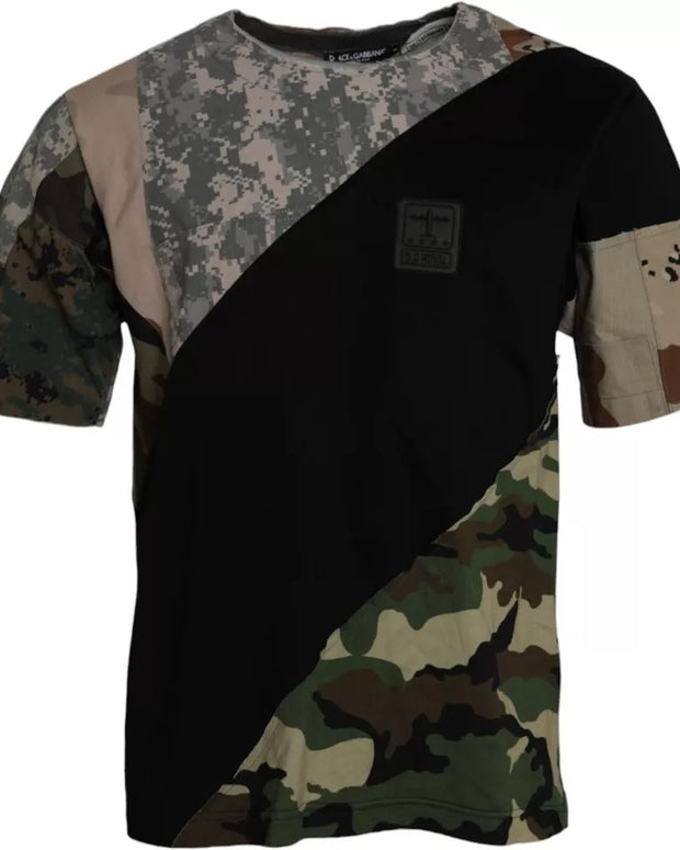 Multicolor Camouflage Cotton Round Neck Men T-shirt