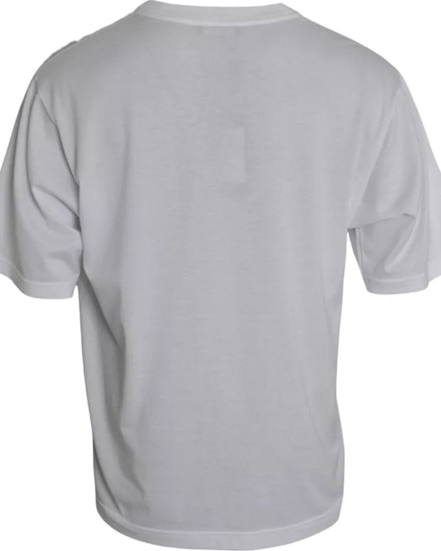 White Cotton Round Neck Short Sleeve T-shirt