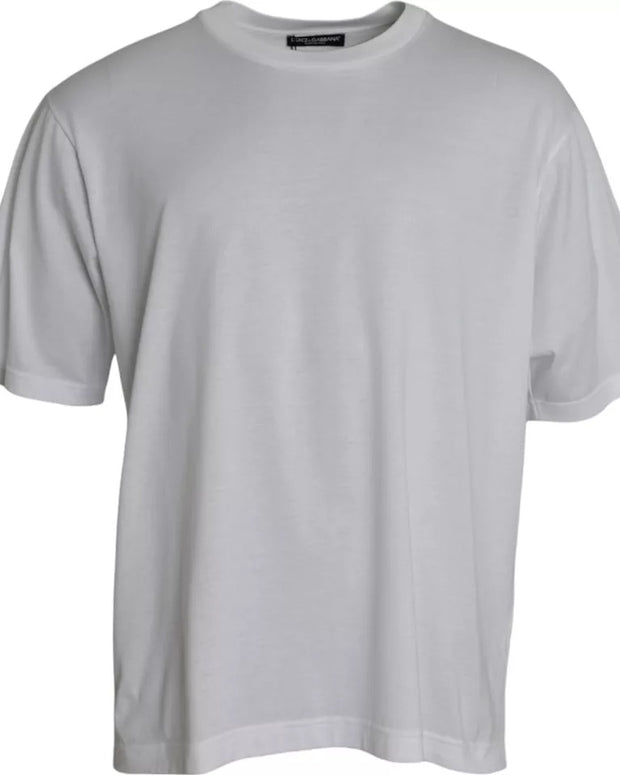 White Cotton Round Neck Short Sleeve T-shirt