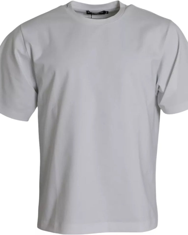 White Cotton Round Neck Short Sleeve T-shirt
