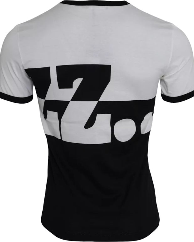 Black White Jazz Print Cotton Short Sleeves T-shirt