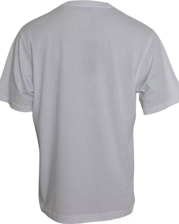 White Logo Round Neck Short Sleeves T-shirt