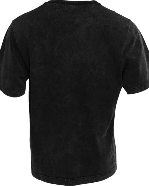 Black Logo Print Cotton Crewneck Men T-shirt
