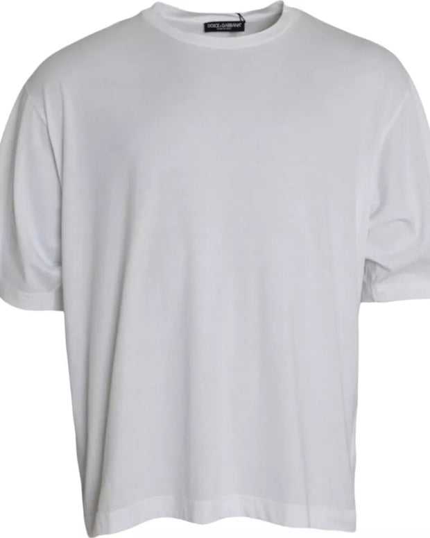 White Cotton Round Neck Short Sleeve T-shirt