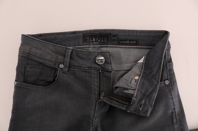 Gray Cotton Slim Fit Denim Jeans