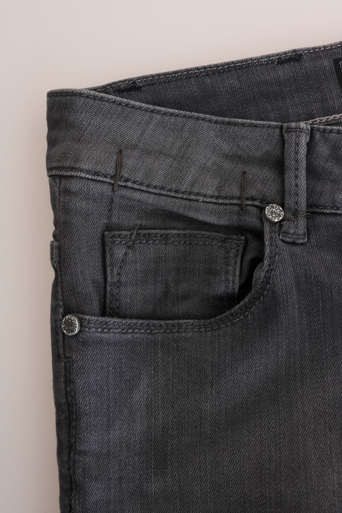 Gray Cotton Slim Fit Denim Jeans