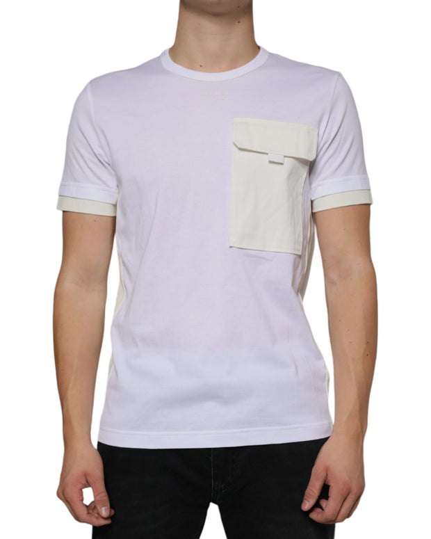 White Cotton Pocket Short Sleeves T-shirt