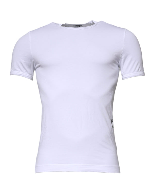 White Cotton Stretch Crewneck Underwear T-shirt