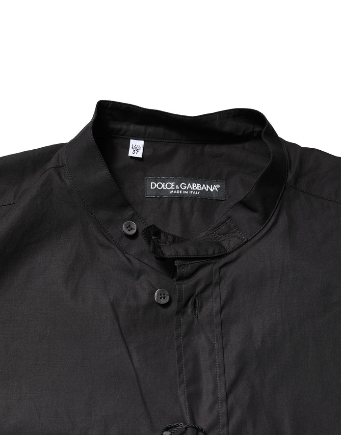 Black Cotton Button Down Men Casual Shirt