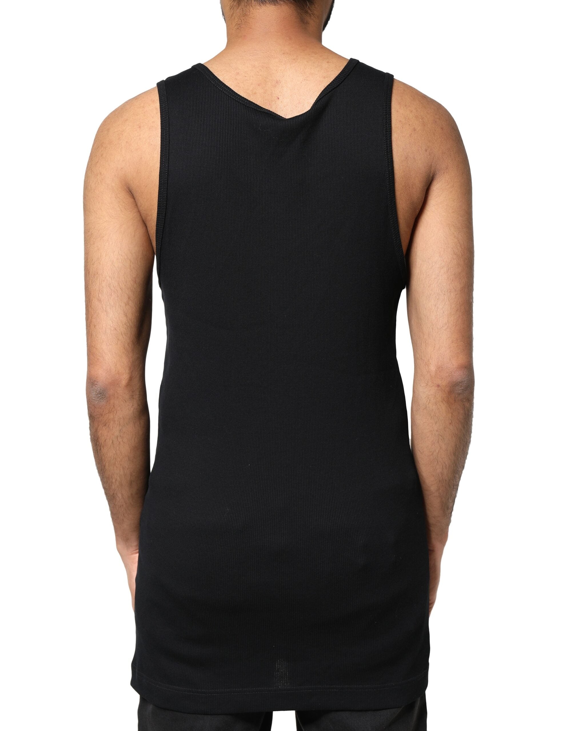 Black Cotton Rip Style Sleeveless Men Tank T-shirt