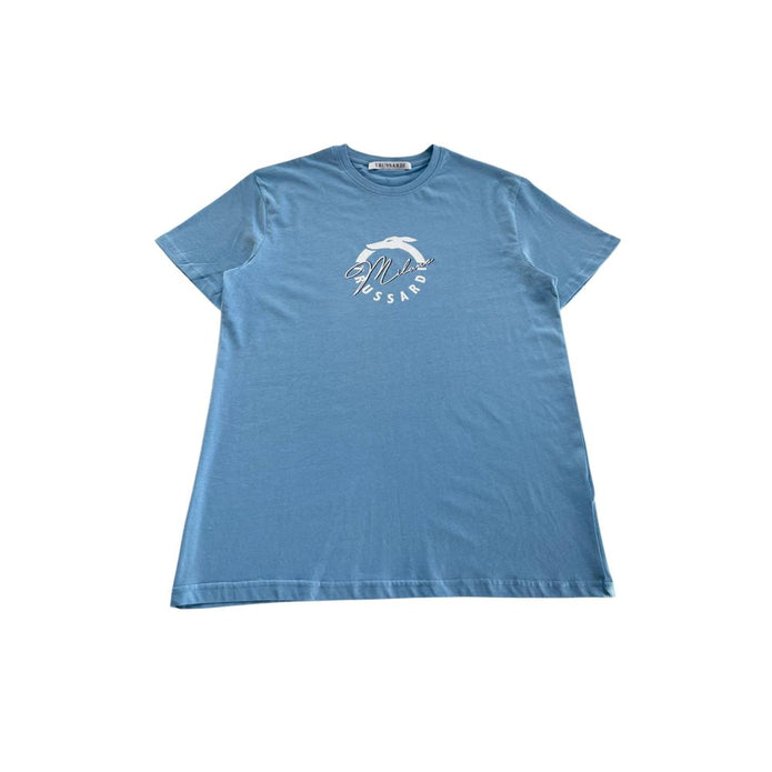 Light Blue Cotton Men T-Shirt