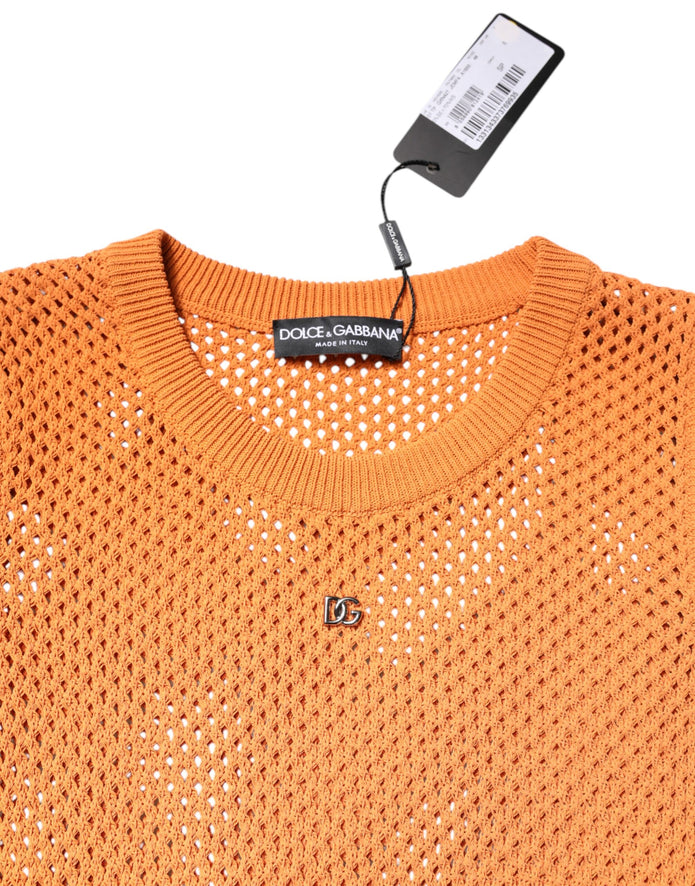 Orange Cashmere Round Neck Sleeveless T-shirt