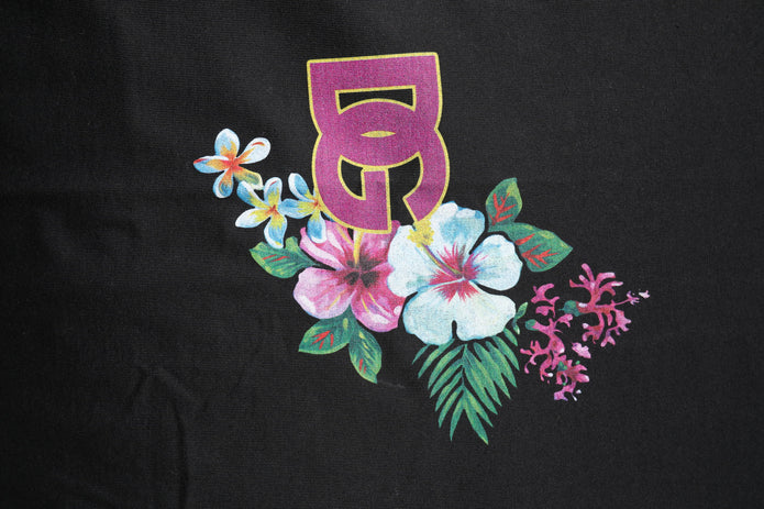 Black DG Floral Print Crew Neck T-shirt