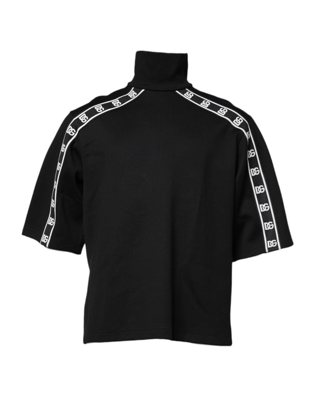 Black Cotton DG Print Turtleneck T-shirt