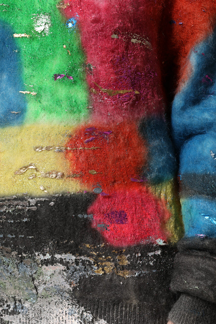 Multicolor Mohair Turtleneck Pullover Sweater