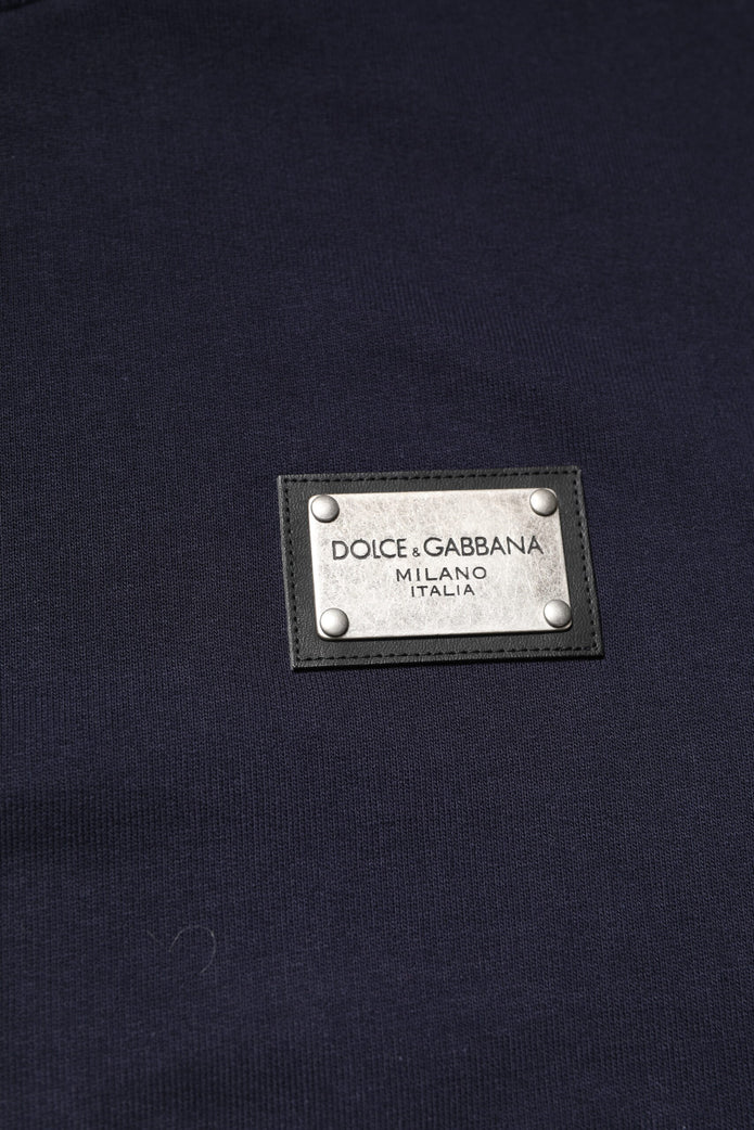 Dark Blue Logo Crew Neck Pullover Sweater