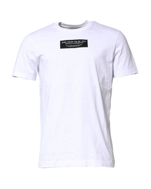 White Cotton Logo Patch Crew Neck T-shirt