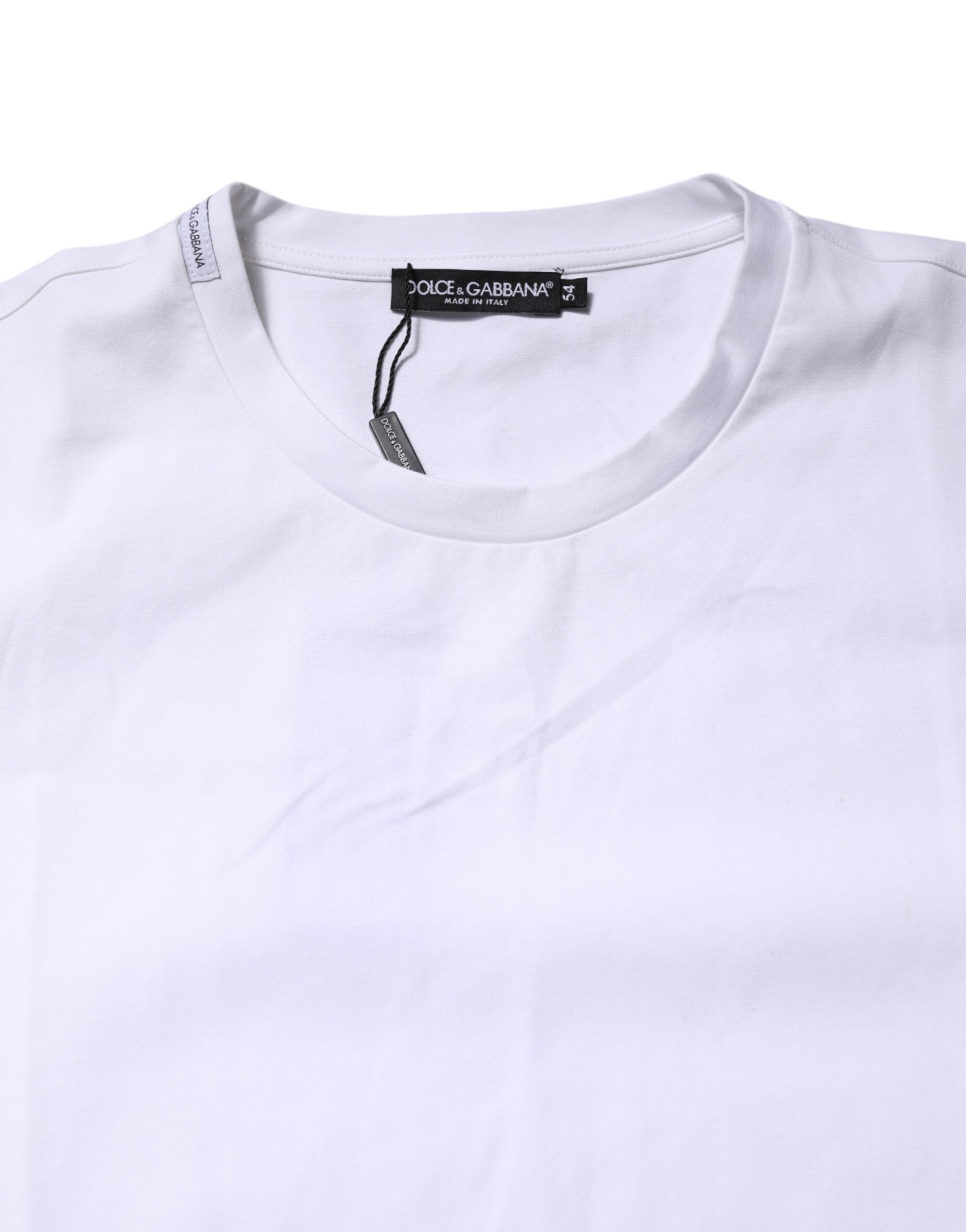 White Cotton Short Sleeves Crew Neck T-shirt