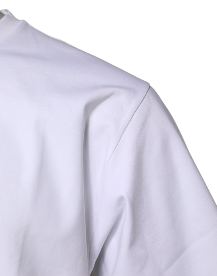 White Cotton Short Sleeves Crew Neck T-shirt