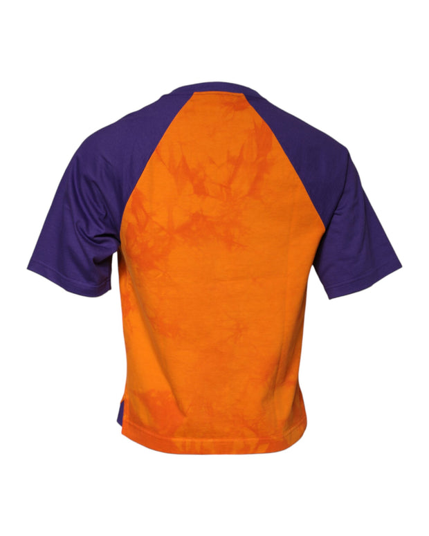 Orange Purple Printed Round Neck T-shirt