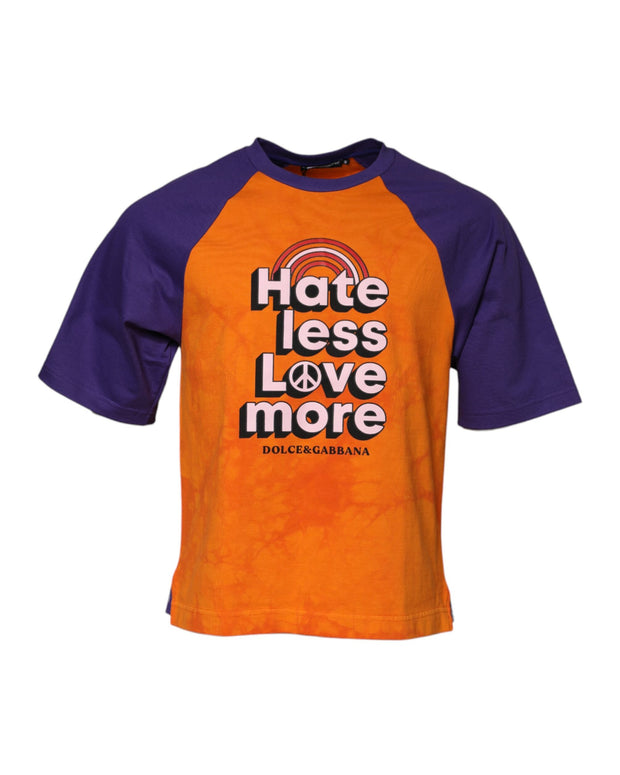 Orange Purple Printed Round Neck T-shirt