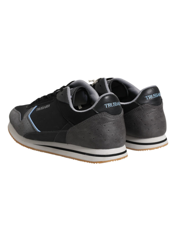 Black Gray Lace Up Low Top Casual Sneakers Shoes