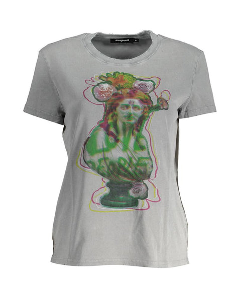 Gray Cotton Women T-Shirt