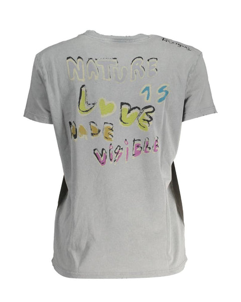 Gray Cotton Women T-Shirt