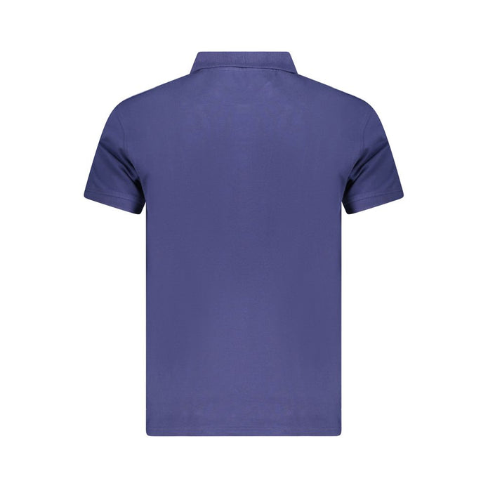 Blue Cotton Men Polo Shirt