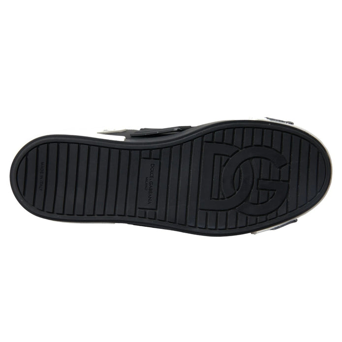 Black Leather Low Top Sneakers Portofino Shoes