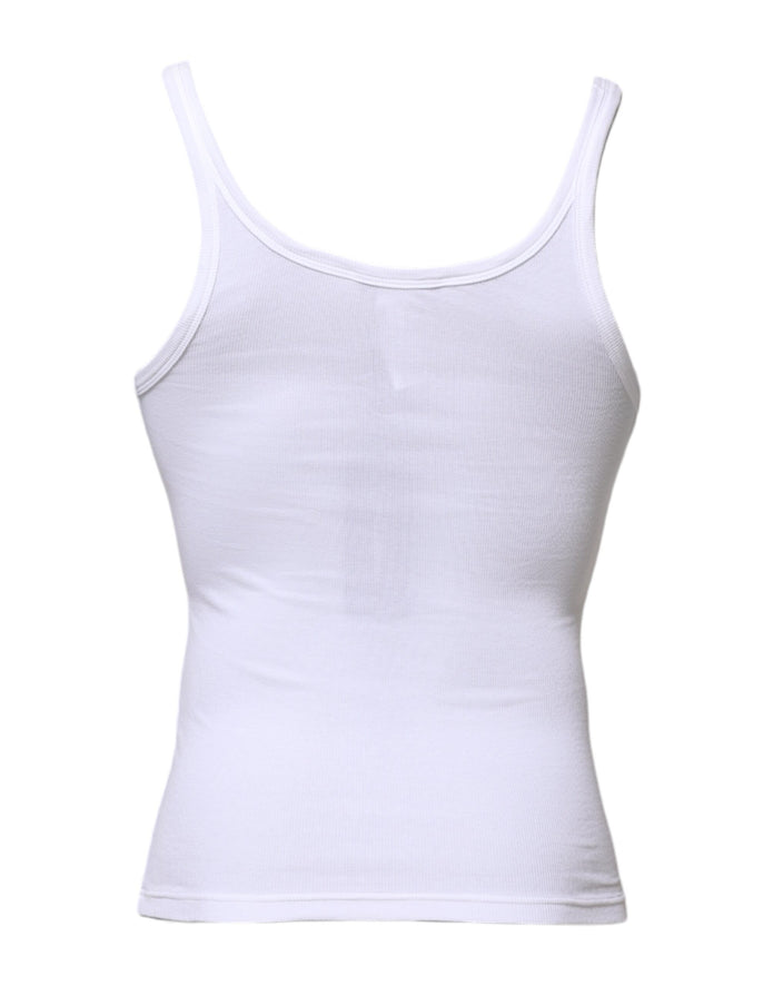 White Sleeveless Round Neck Men Tank T-shirt