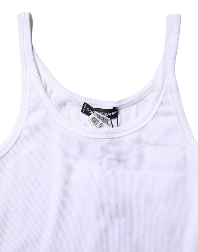 White Sleeveless Round Neck Men Tank T-shirt
