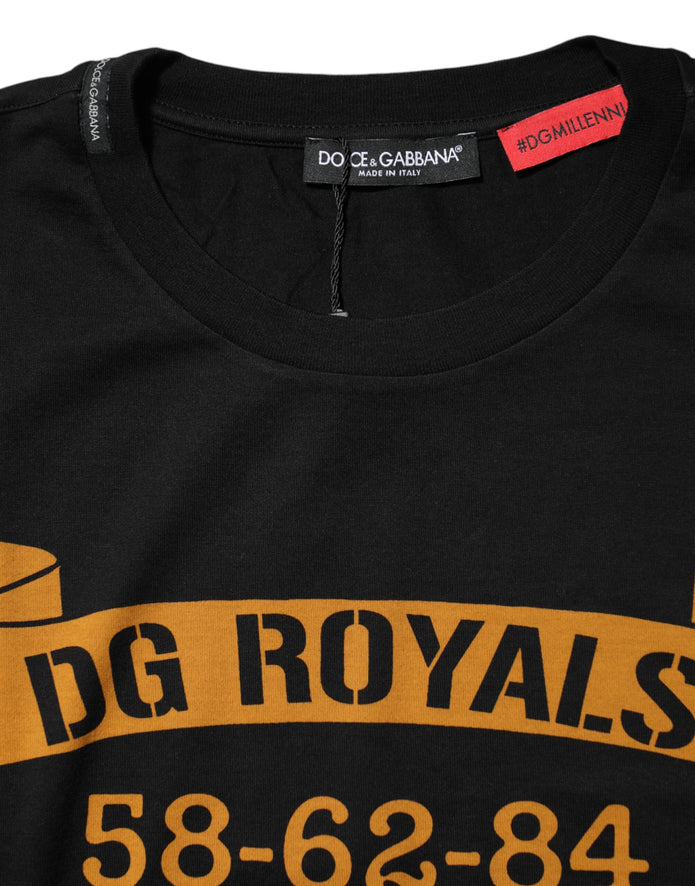 Black DG Royals Cotton Crew Neck T-shirt