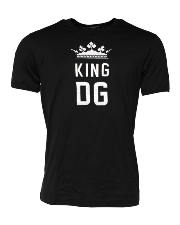 Black DG King Crown Cotton Crew Neck T-shirt