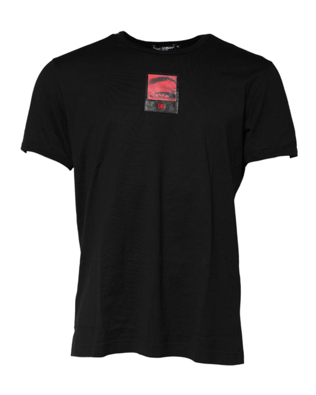 Black Eye Print Cotton Men Crew Neck T-shirt