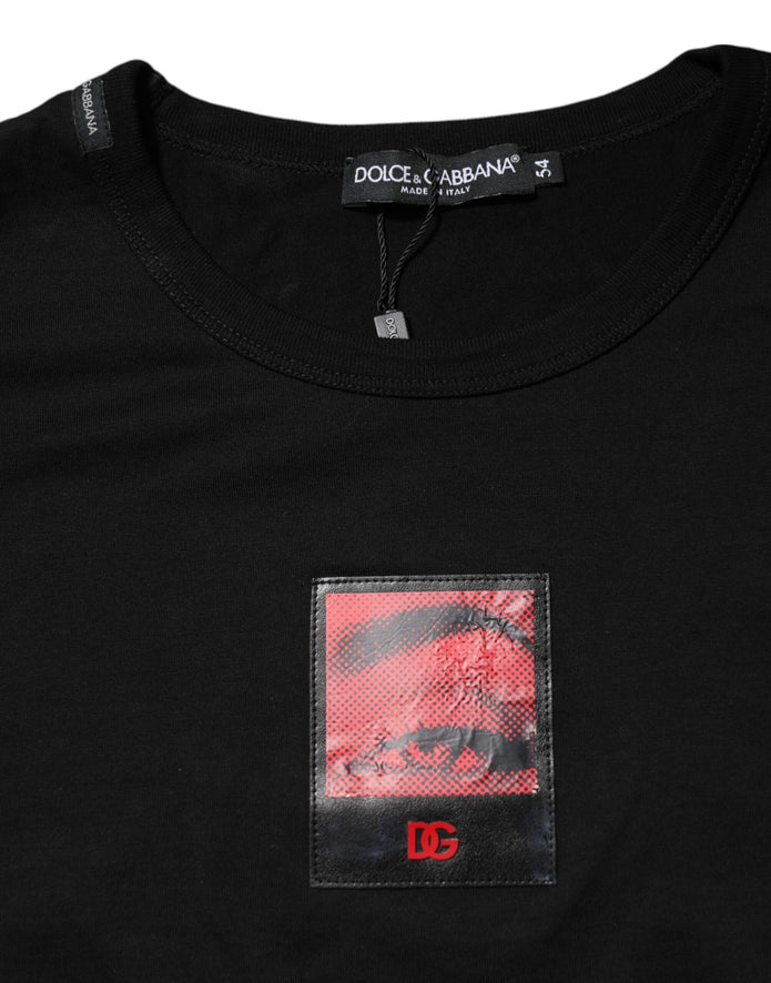 Black Eye Print Cotton Men Crew Neck T-shirt