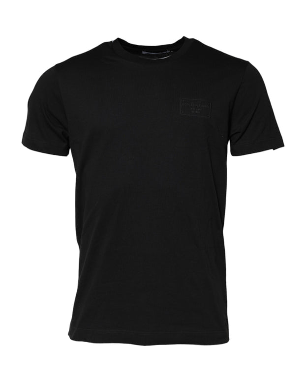 Black Logo Plaque Cotton Crew Neck T-shirt