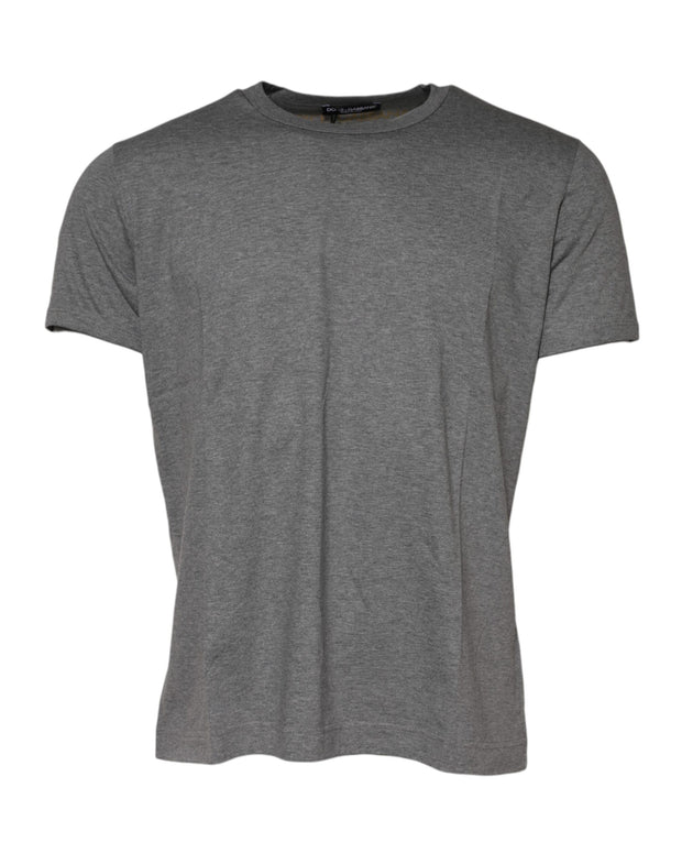 Gray Cotton Crew Neck Short Sleeves T-shirt