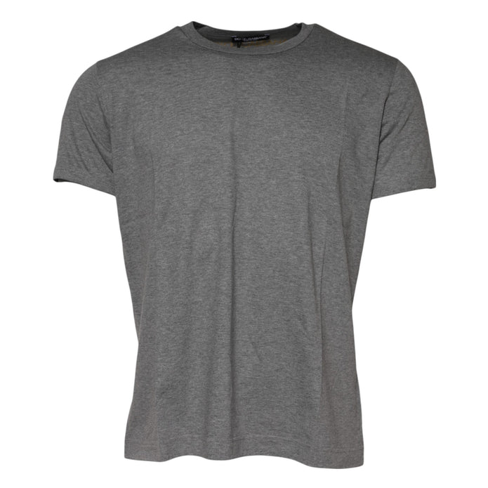 Gray Cotton Crew Neck Short Sleeves T-shirt
