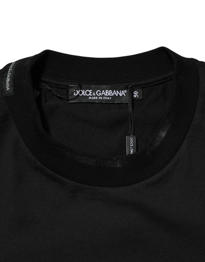 Black Cotton Embroidered DG Logo Pocket T-shirt