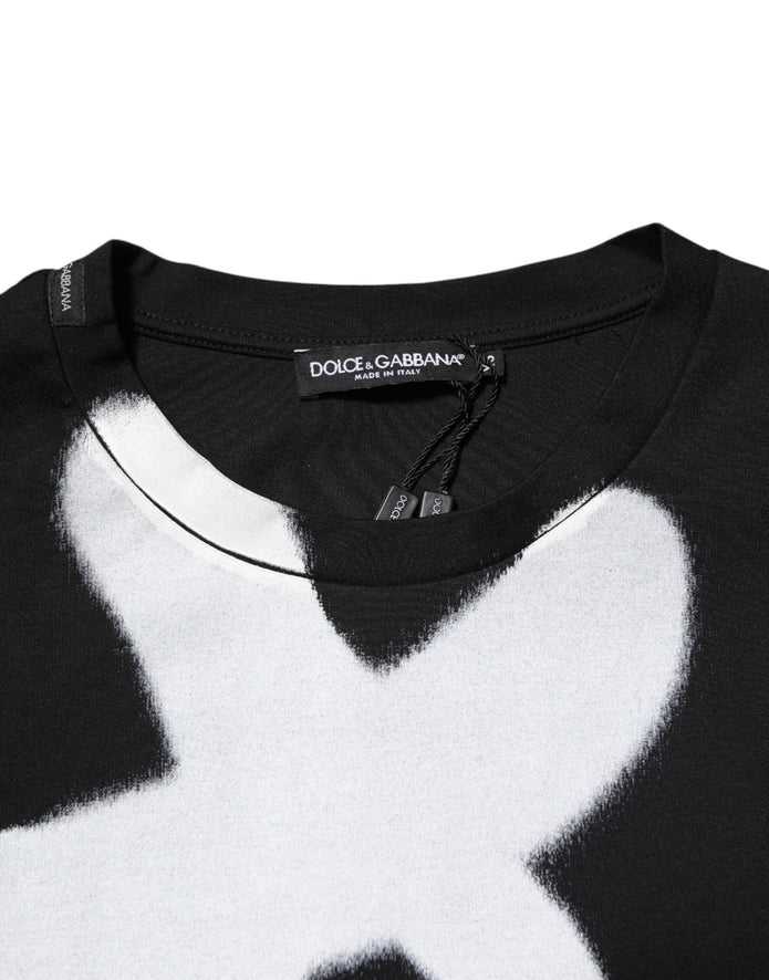 Black Cotton DG Logo Graffiti Short Sleeve T-shirt