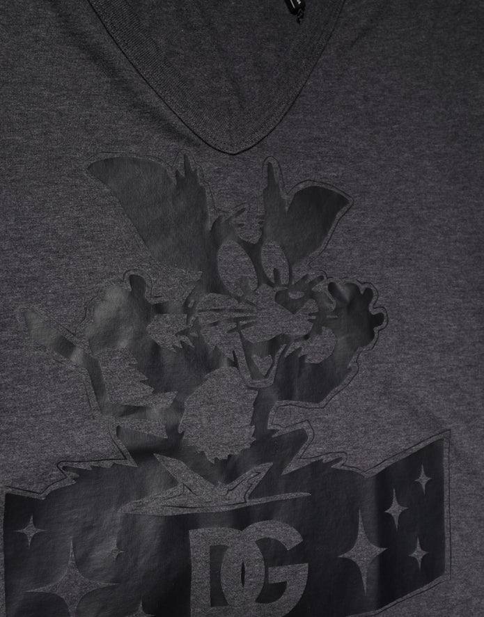 Black Charcoal DG Logo V-Neck Men T-shirt