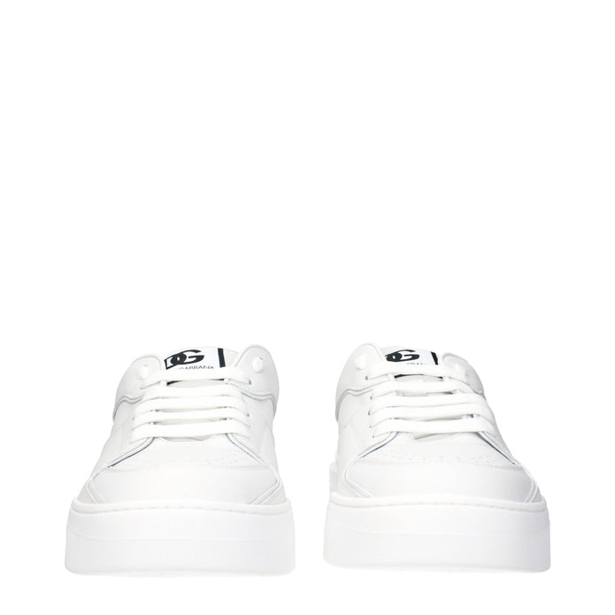 White Leather Low Top Sneakers