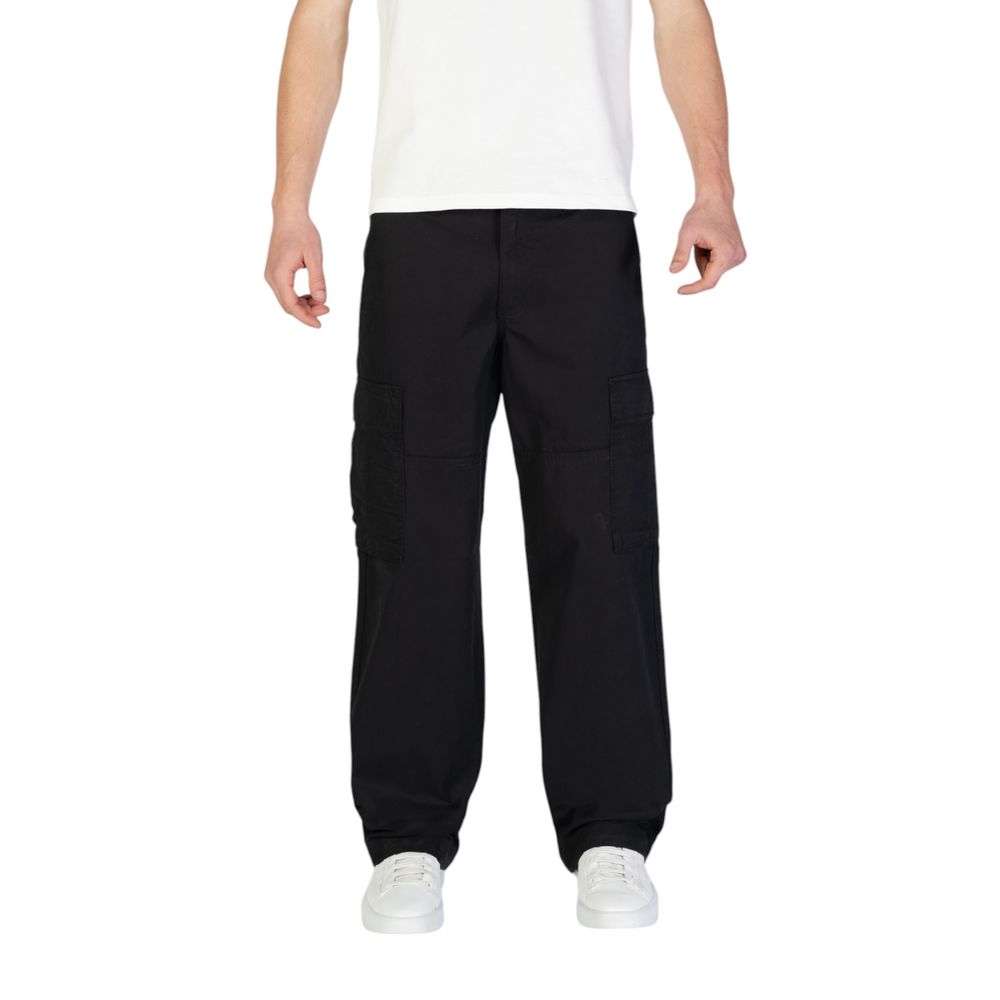 Black Cotton Cargo Pants