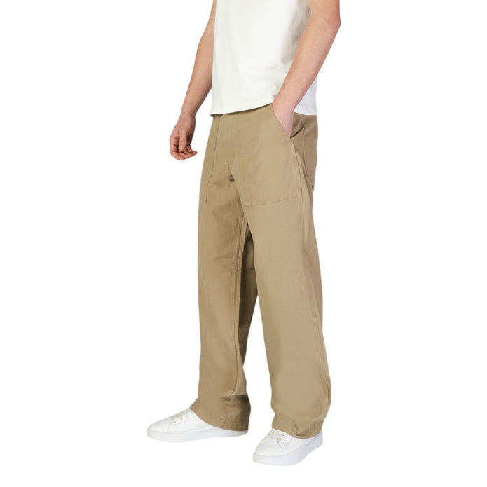 Beige Cotton Casual Pants