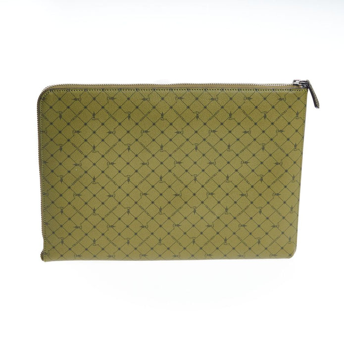 Green Leather Men Clutch