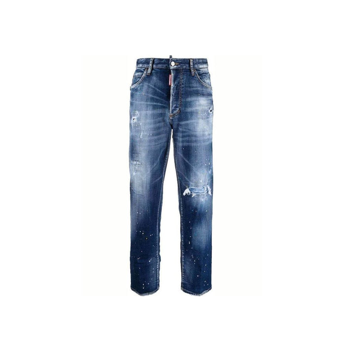 Blue Cotton Boyfriend Jeans