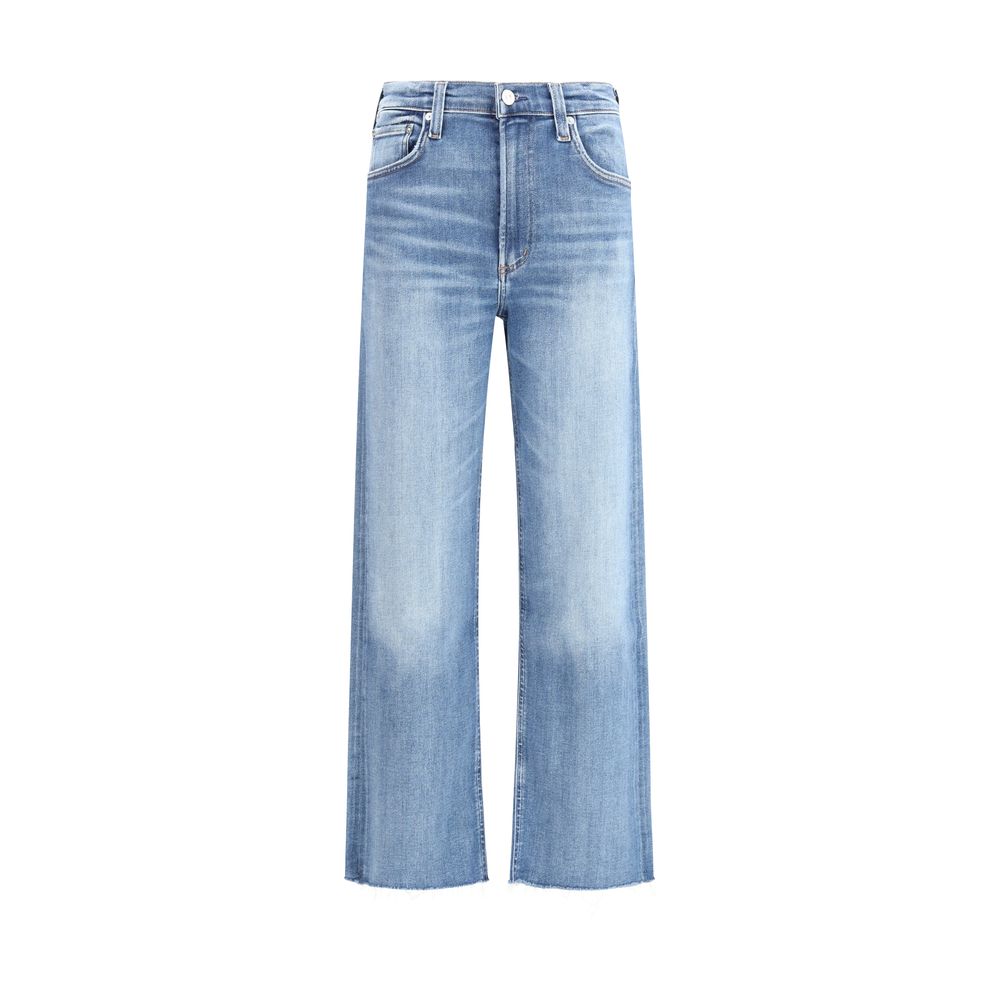 Blue Cotton Straight-Leg Jeans