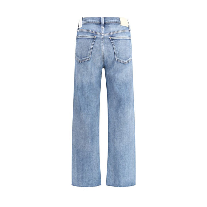 Blue Cotton Straight-Leg Jeans