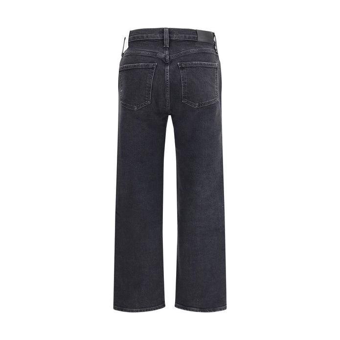 Blue Cotton Straight-Leg Jeans